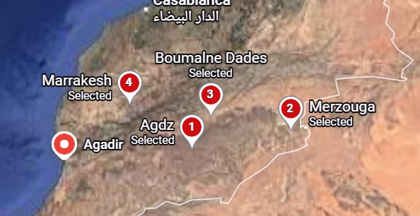 Agadir desert tour Map